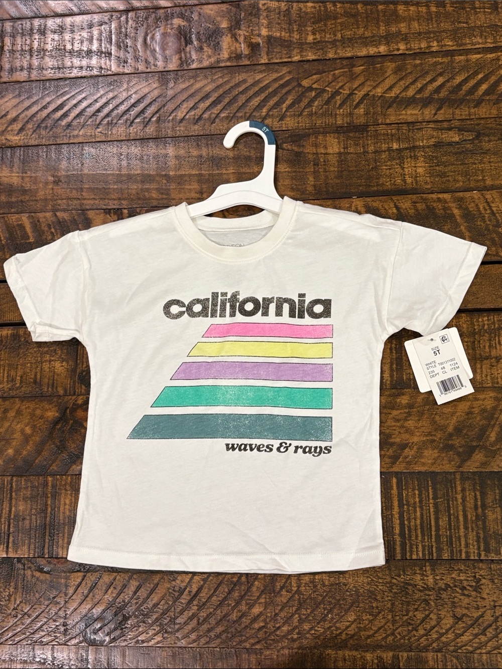California Waves & Rays White Graphic Kids Tee